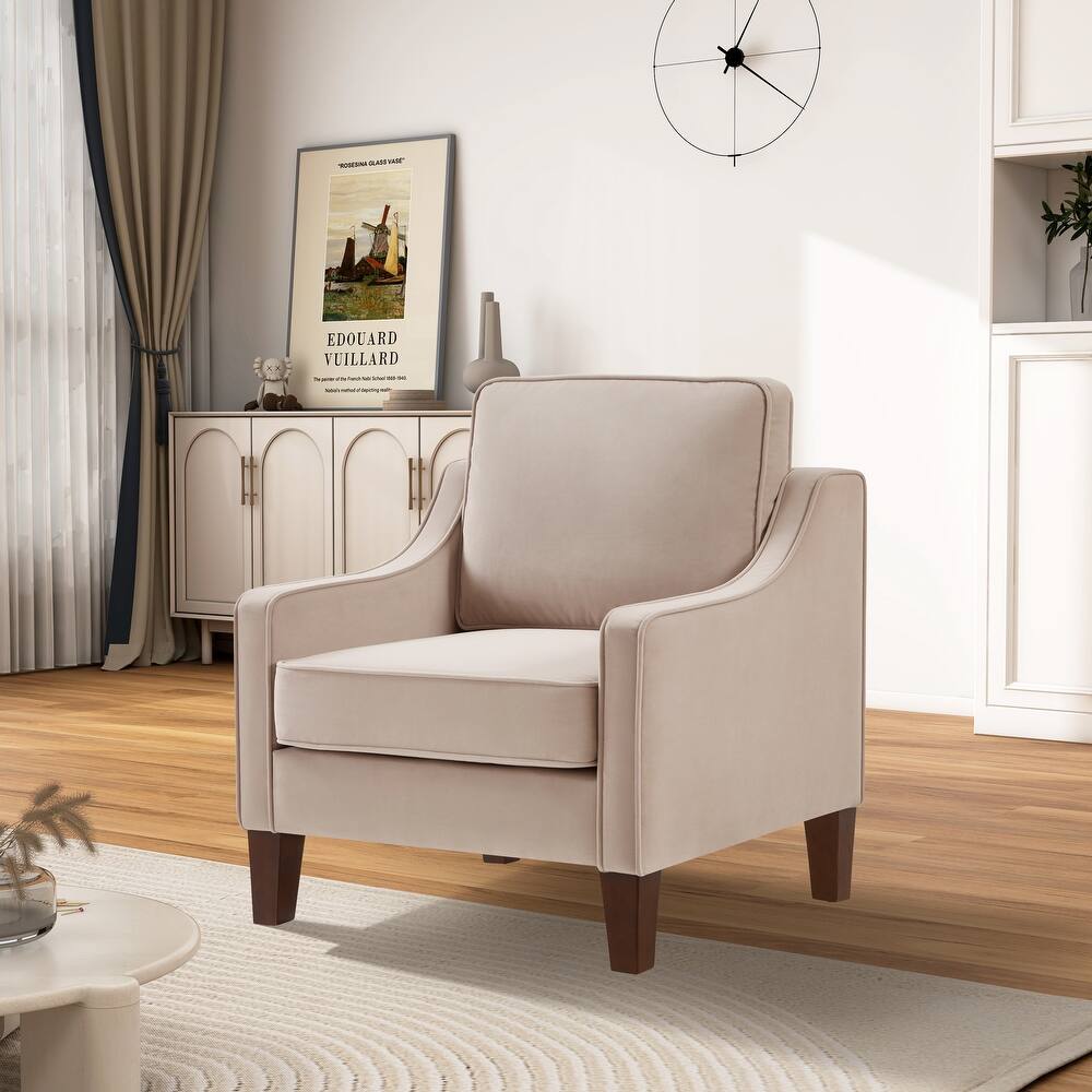 Modern Velvet Upholstered Accent Chair Single Sofa Armchair