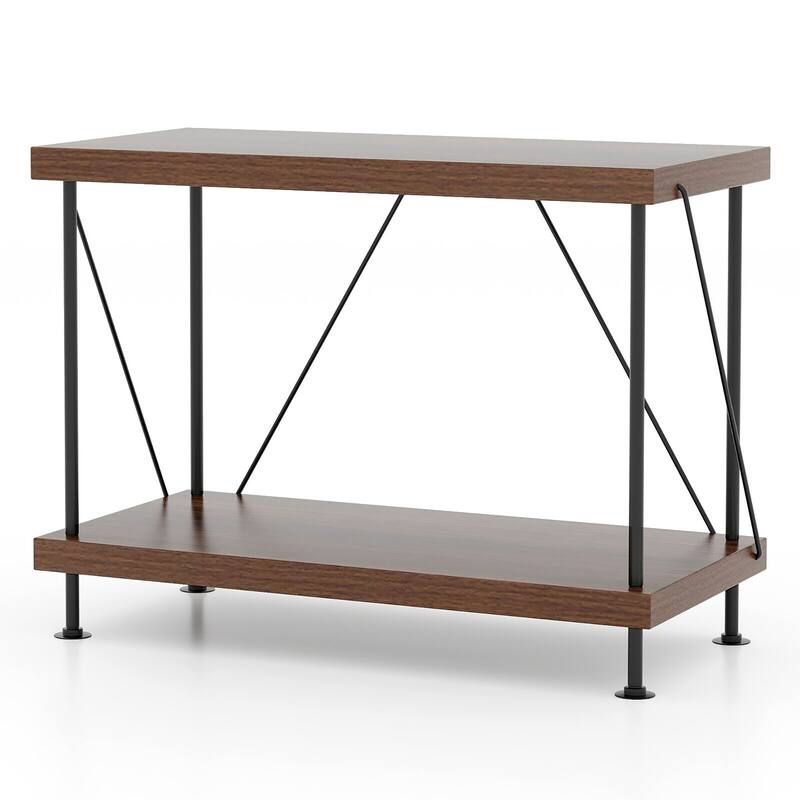 Gymax 2-Tier Multipurpose Display Rack Freestanding Bookshelf w/ Metal