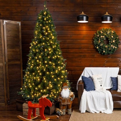 7Ft Christmas Tree with 230 LED Lights, Iron Bracket Christmas Tree
