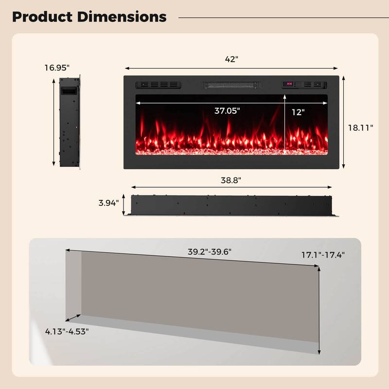 Costway 42" Smart WiFi Electric Fireplace Work with Alexa & Google - See Details