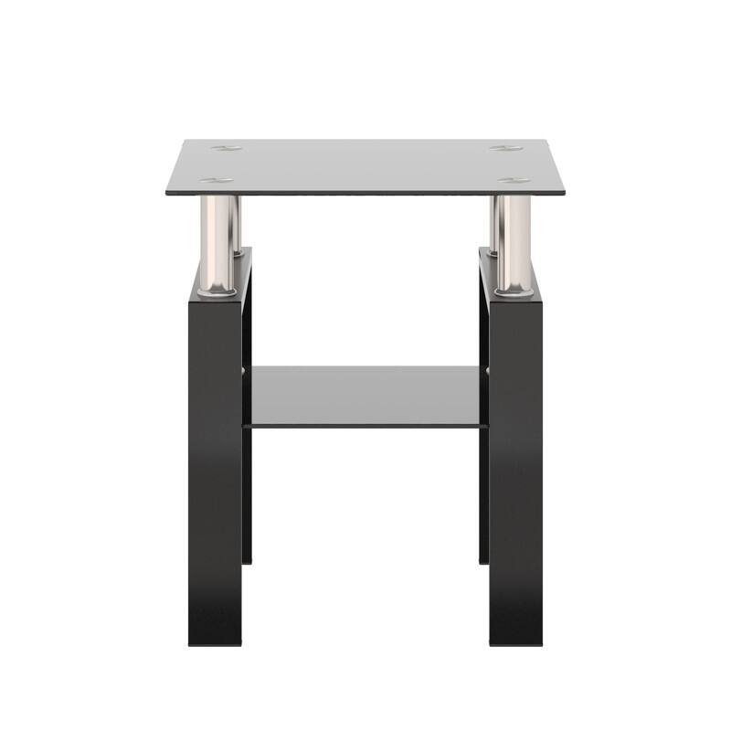 1-Piece Modern Tempered Glass Tea Table Coffee Table End Table, Square Table for Living Room
