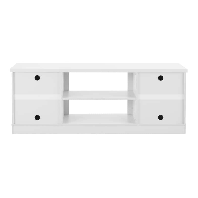 White 65" TV Stand with Open Shelves & Closed Cabinets for TVs Up to 70"