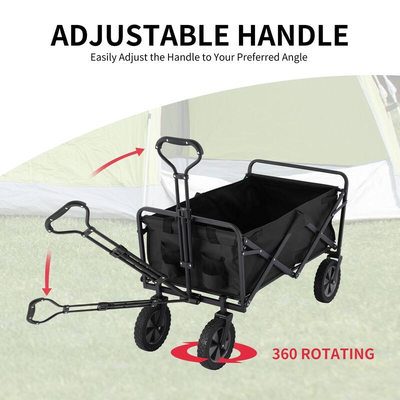 GDY Convenient Outdoor Camping Wagon, Folding Cart with Wheels, Outdoor Shopping Trolley