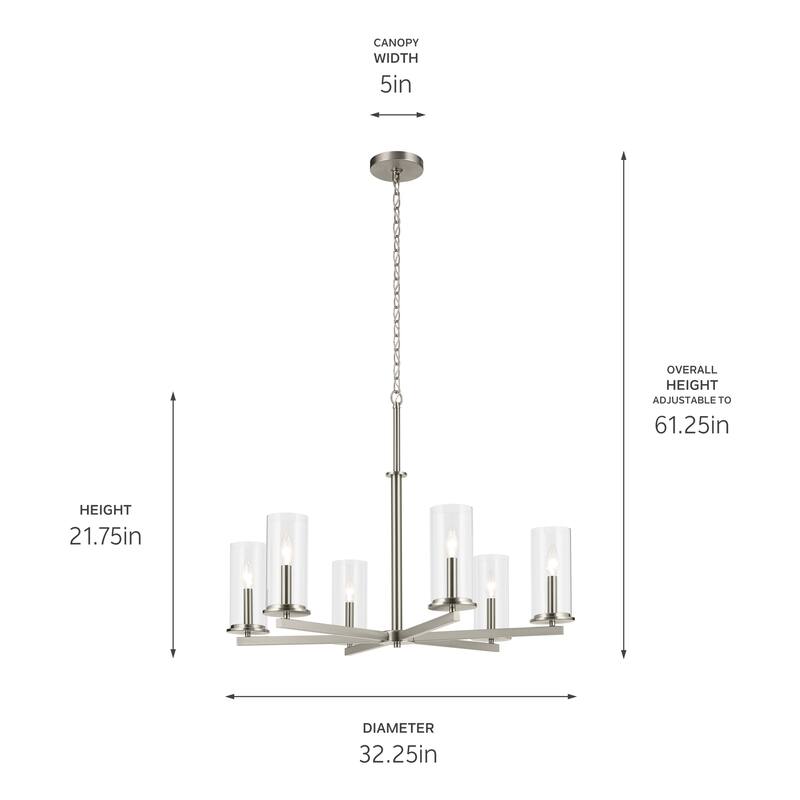 Kichler Lighting Crosby 32.25 in. 6-Light Clear Glass Chandelier