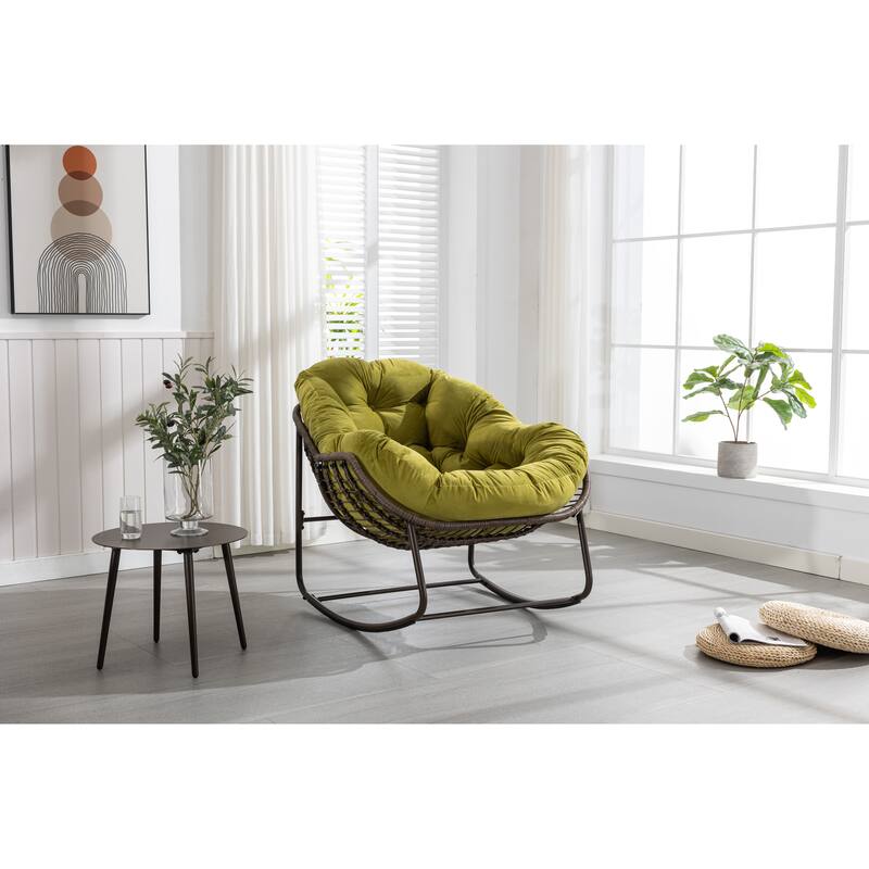 Olive Modern 37.2" Upholstered Rocking Chair with Steel Frame for Living Room - Olive