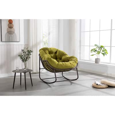 Olive Modern 37.2" Upholstered Rocking Chair with Steel Frame for Living Room