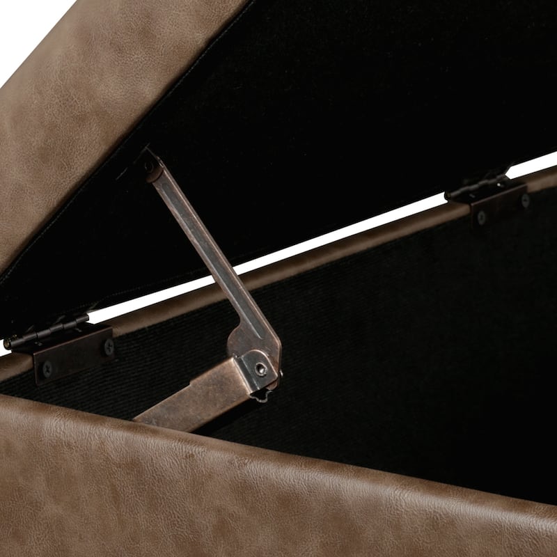 Adeco Faux Leather Storage Ottoman for Living Room Footstool