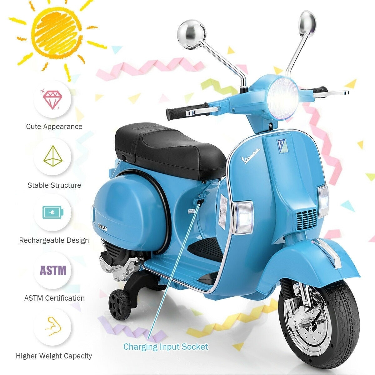 vespa primavera 6v electric ride on scooter