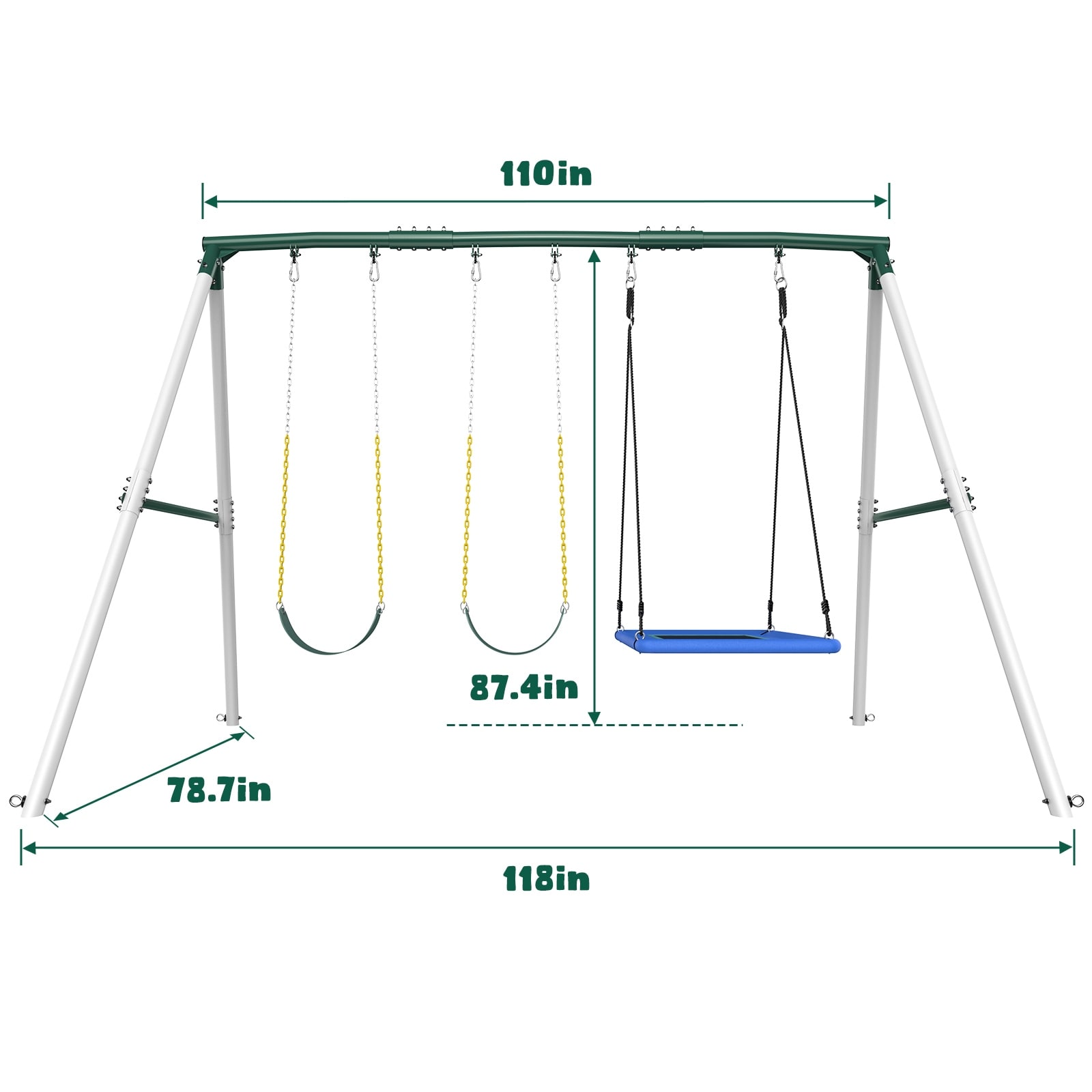 FaB　　Swing Big RF ３枚セット Hapfan 7.3ft Tall 600lb Heavy Duty Swing Set with 1 Platform Swing