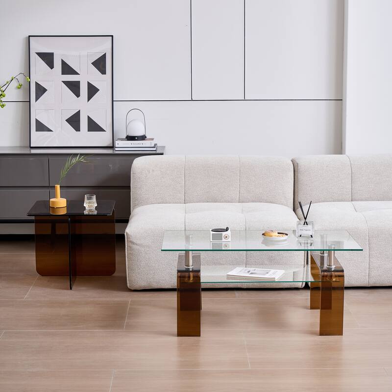 Tempered Glass Coffee Table, Modern Glass Coffee Table