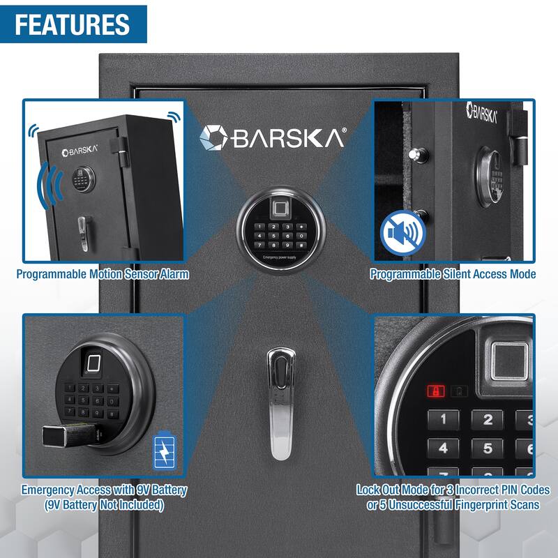 2.02 Cubic Ft Biometric Keypad Fire Resistant Safe