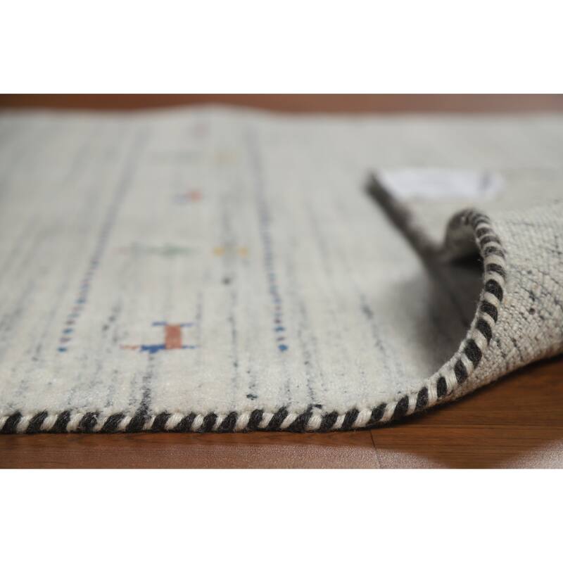 Gabbeh Indian Rug Handmade Wool Tribal Beige Carpet - 4'0" x 5'9"