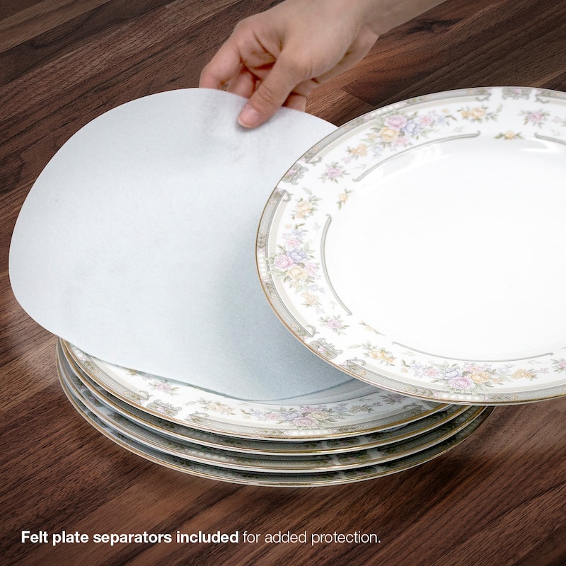 Dinnerware Storage 5-Piece Set for Protecting or Transporting Dinnerware — Service for 12 (Beige)
