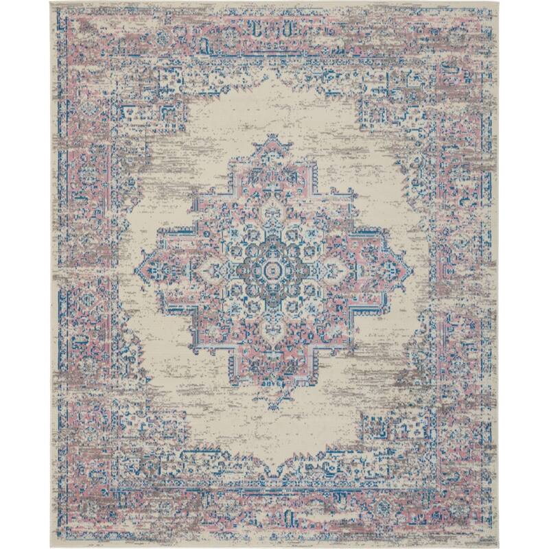 Power Loomed Distressed Floral Non Skid Stain Resistant Area Rug - 144' X '102' X '0.5