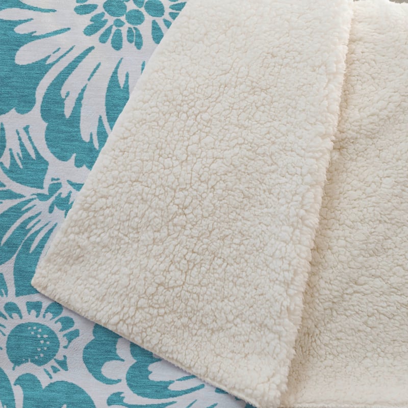 Premium Machine Washable Modern Floral Sherpa Throw Blanket
