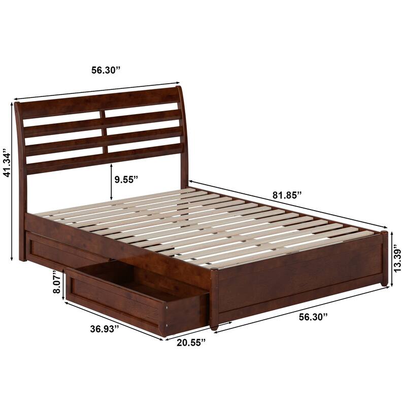 Emelie Platform Bed with Panel Footboard and Storage Drawers