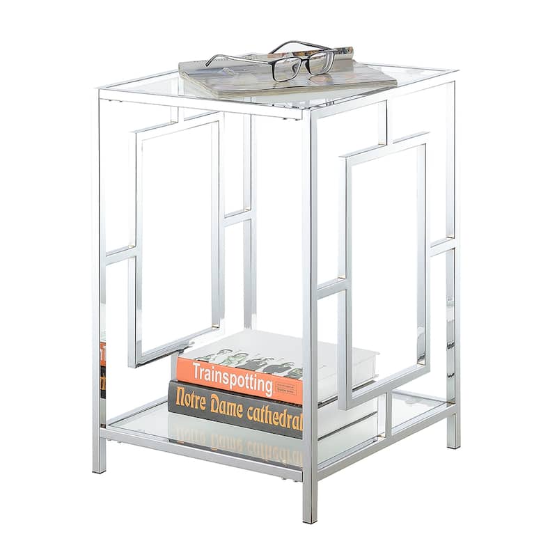 Convenience Concepts Town Square Chrome End Table with Shelf