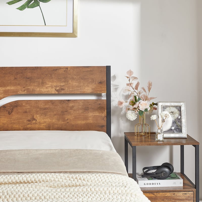 Taomika Bedroom Set of 3,Platform Bed Frame and Modern Nightstands Set of 2