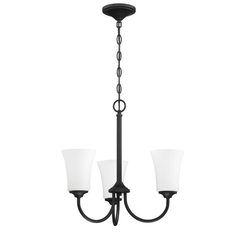 Craftmade Gwyneth Chandelier - 3 - Flat Black (White Glass)