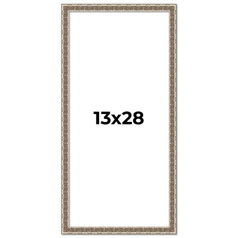 13x28 Frame Silver Versailles Ornate Solid Wood Picture Frame | 1 Inch