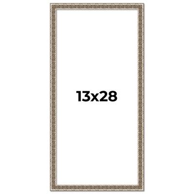 13x28 Frame Silver Versailles Ornate Solid Wood Picture Frame | 1 Inch