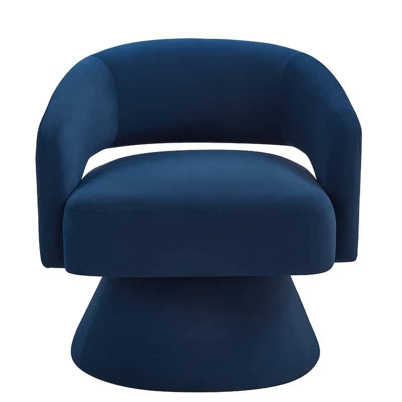 Navy 27.5" Swivel Barrel Chair with Open Backrest