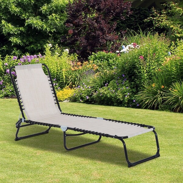 Outsunny 3-Position Reclining Beach Chair Chaise Lounge Folding Chair with Comfort Ergonomic Design, White. Opens flyout.
