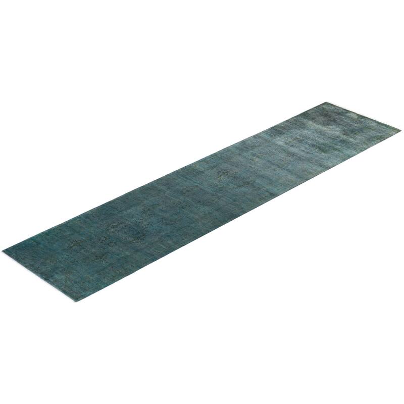 Fine Vibrance, One-of-a-Kind Hand-Knotted Runner Rug - Gray, 2' 8" x 11' 8" - 2' 8" x 11' 8"