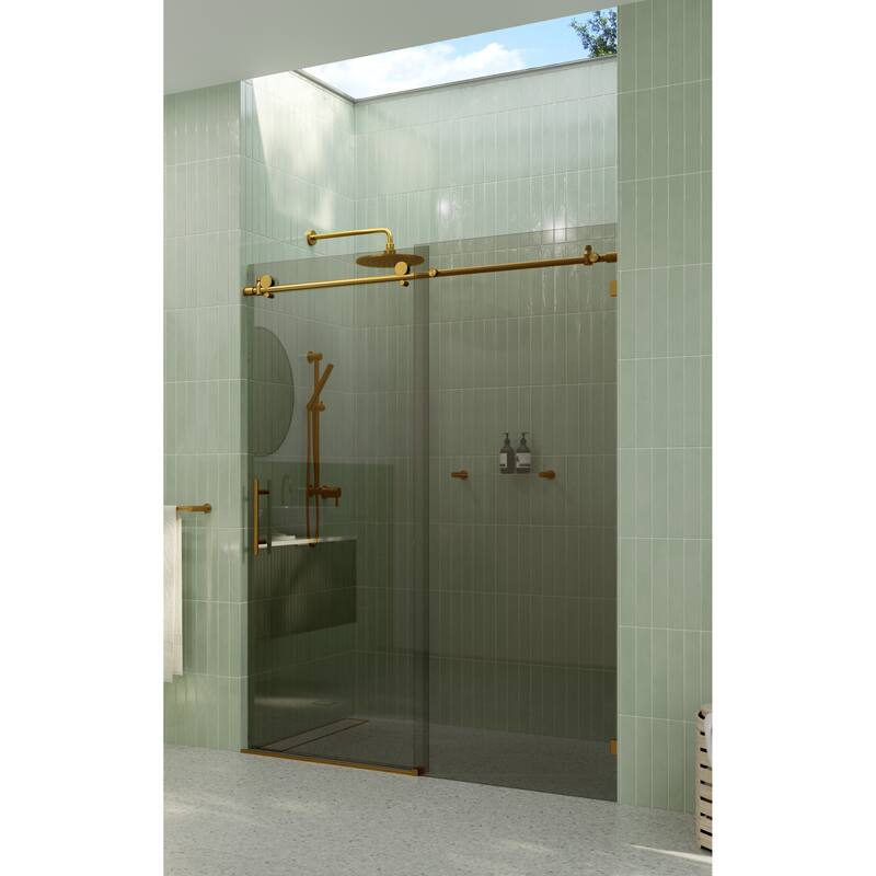 Equinox 60 in. x 78 in. Fully Frameless Glass Sliding Shower Doors with Gray Tint