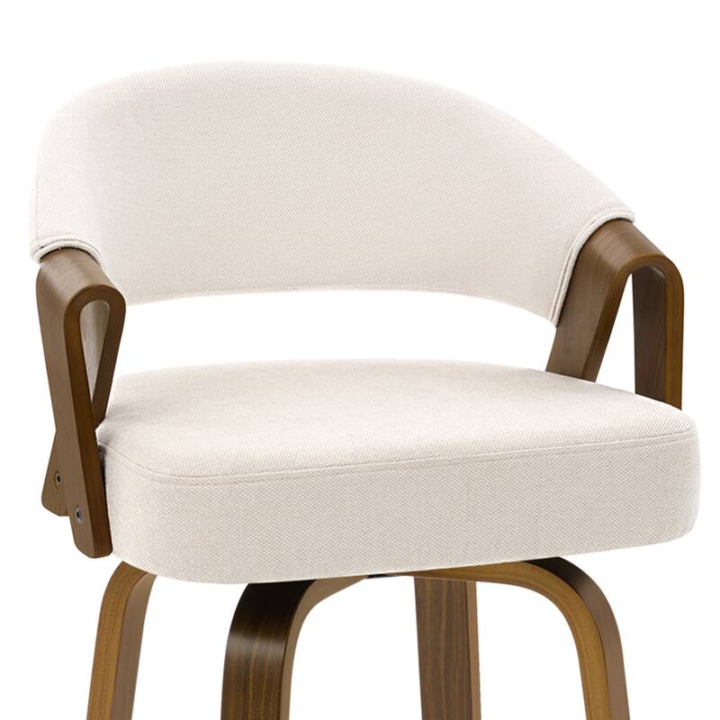 Mid-Century Upholstered Swivel Bar Stool/ Counter Stools with Curved Back - 37.5"H x 20.9"W x 19.9"D