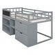 preview thumbnail 8 of 14, Stylish & Fun Design Low Loft Bed with Shelves, Drawers, Desk and Blackboard, Twin Size, Grey