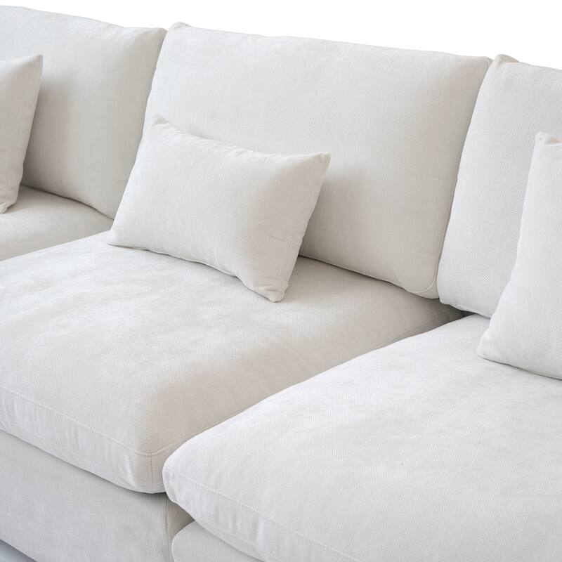 119'' Linen Upholstered Sectional Sofa 5 Seats U-shape Modular Couch