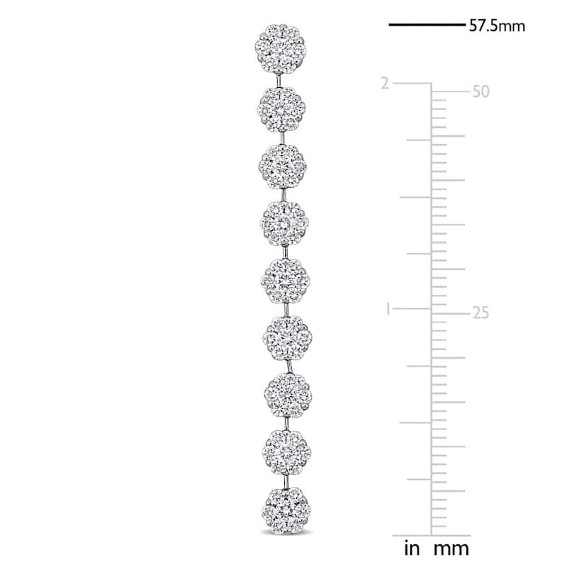 Miadora 3 1/4ct TDW Diamond Linear Drop Earrings in 18k White Gold