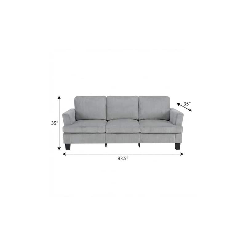 HomeRoots 84" Gray Corduroy Sofa