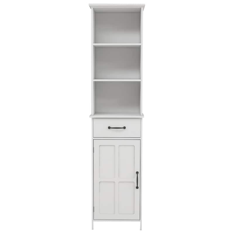 Slim Freestanding Bathroom Cabinet with Open Storage