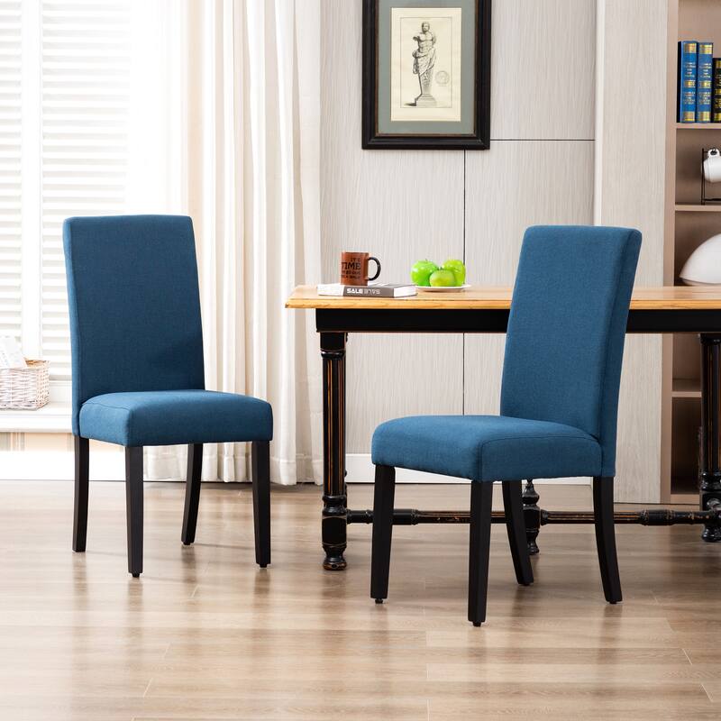 Grandview Upholstered Linen Fabric Dining Chair (Set of 2) - Navy