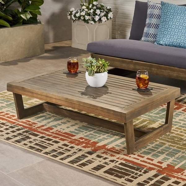 slide 2 of 12, Sherwood Outdoor Acacia Wood Coffee Table by Christopher Knight Home