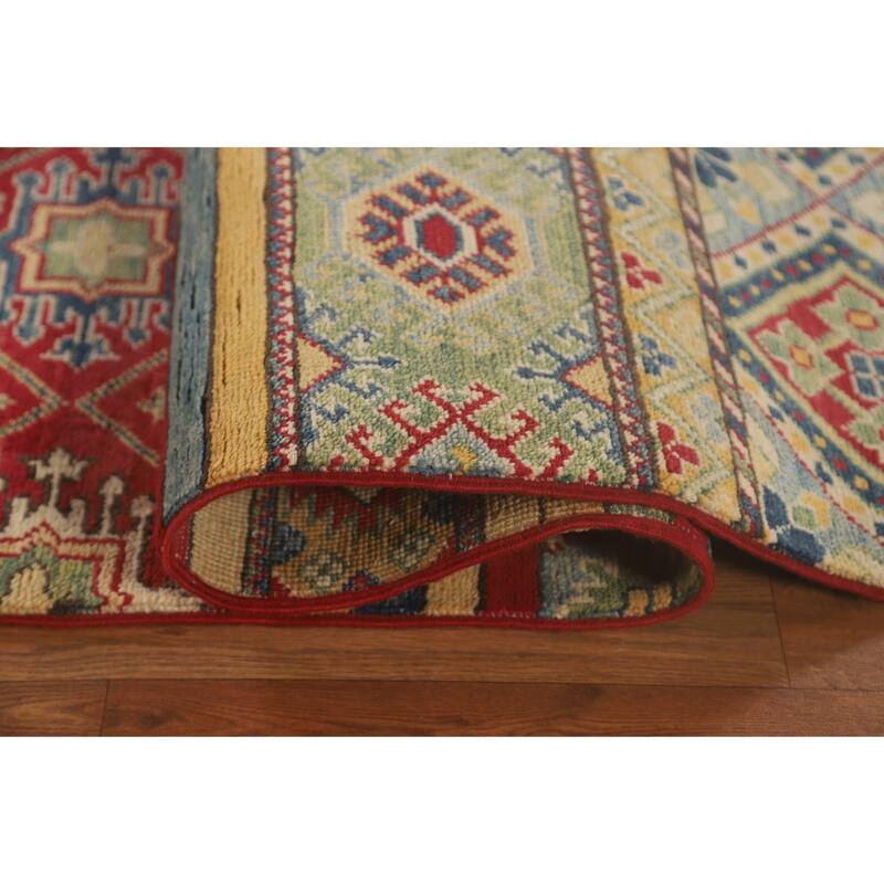 Striped Kazak Oriental Area Rug Hand-Knotted Wool Carpet - 9'10"x 13'2"
