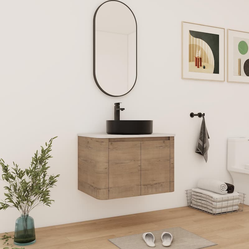 Bathroom Vanity With Sink In 24/30 Inch, Floating Bathroom Vanity With Soft Close Door