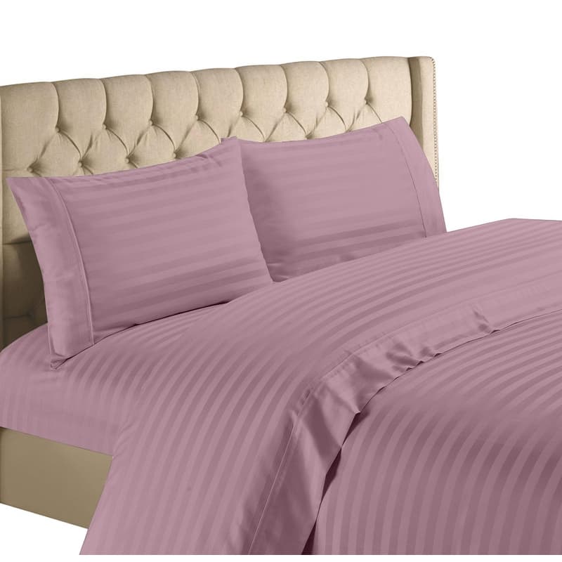 Spring Home 1200 Thread Count 100 Percent Egyptian Cotton Deep Pocket Dobby Striped Sheet Set