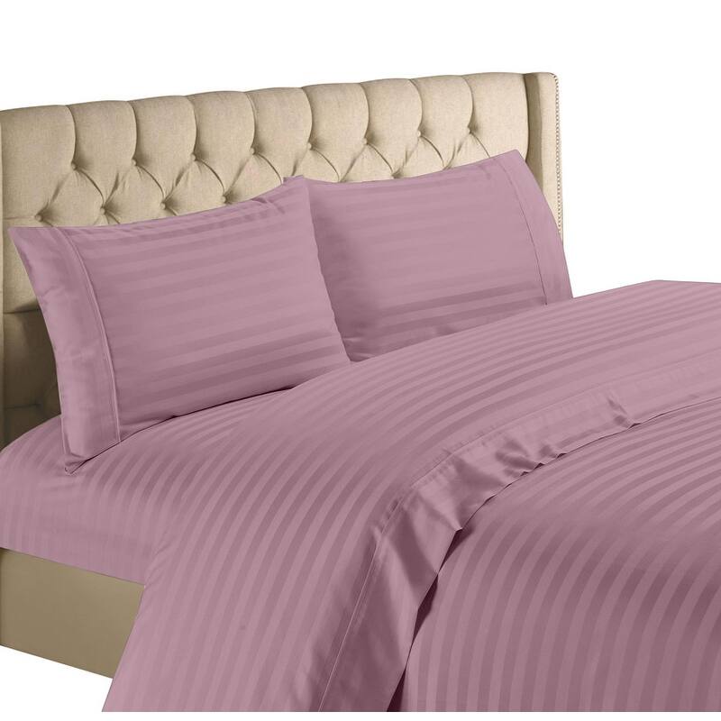 Spring Home 1200 Thread Count 100 Percent Egyptian Cotton Deep Pocket Dobby Striped Sheet Set - Purple - King