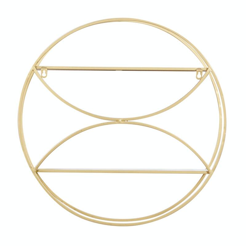 Metal Round 2 Shelves Wall Shelf - Gold - CosmoLiving by Cosmopolitan