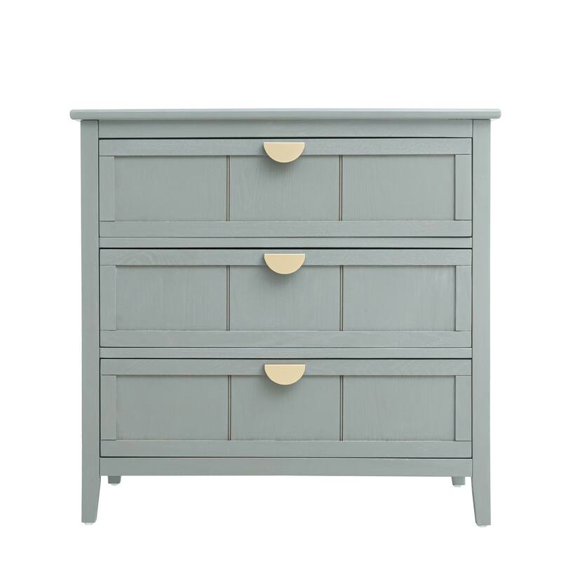 American Style 3-Drawer Vertical Chest Cabinet with Golden Handle for bedroom, living room