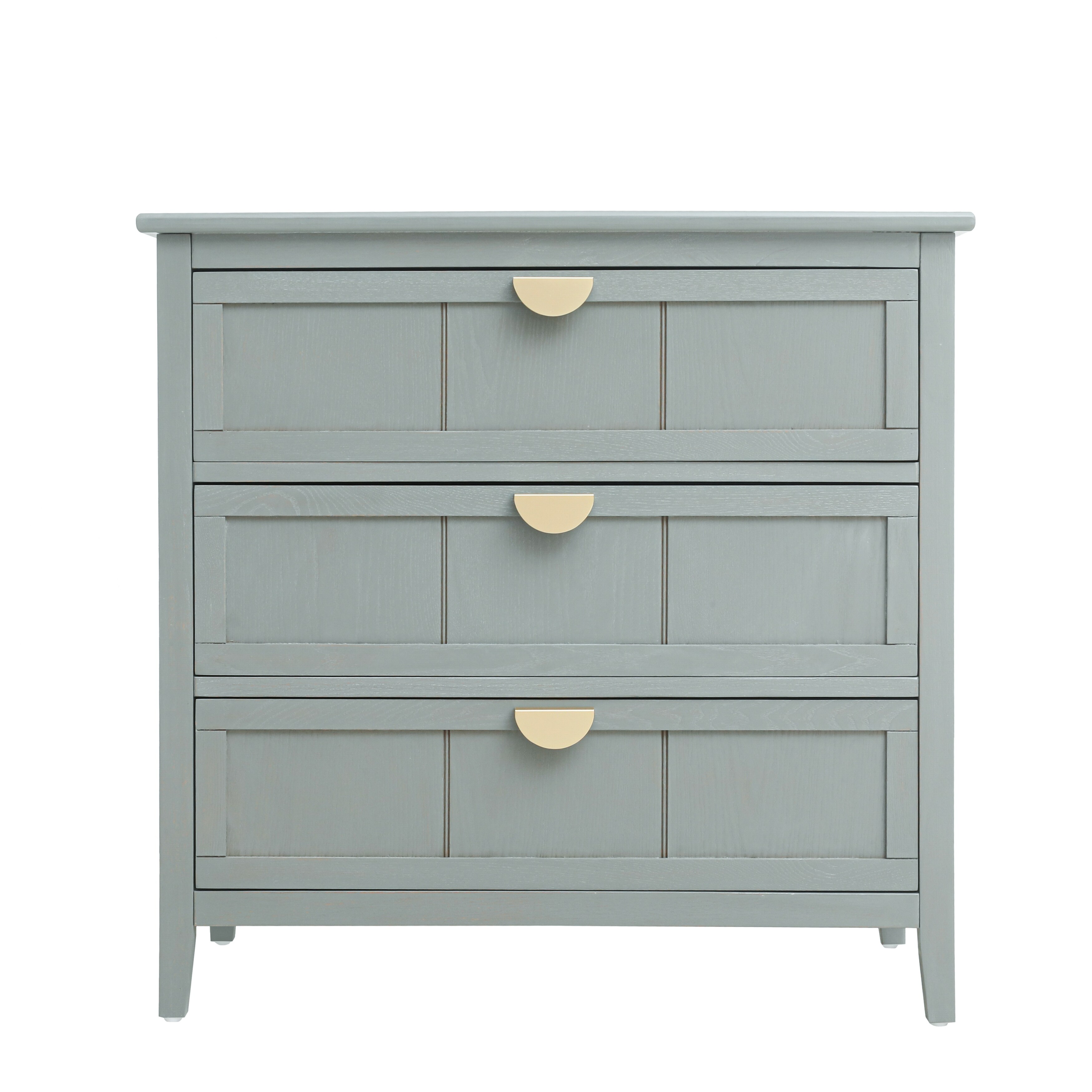 Retro Style 3 Drawer Dresser with Gold Metal Handles, Grey - Bed Bath &  Beyond - 42536587