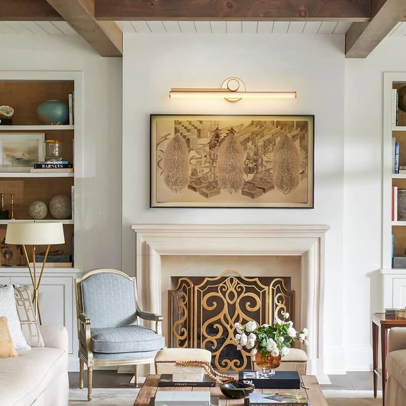 1-Light 23.8" W Modern Black/Gold Linear Metal Dimmbale Integrated LED Bathroom Vanity Mirror Light/Picture Light