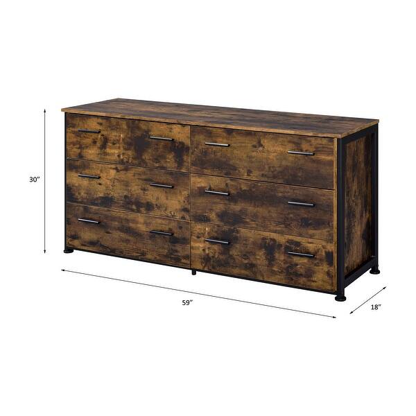 knee length dresses for ladies Industrial Style 6 Drawer Double Dresser,Rustic Brown Wood Storage Dre main image 0
