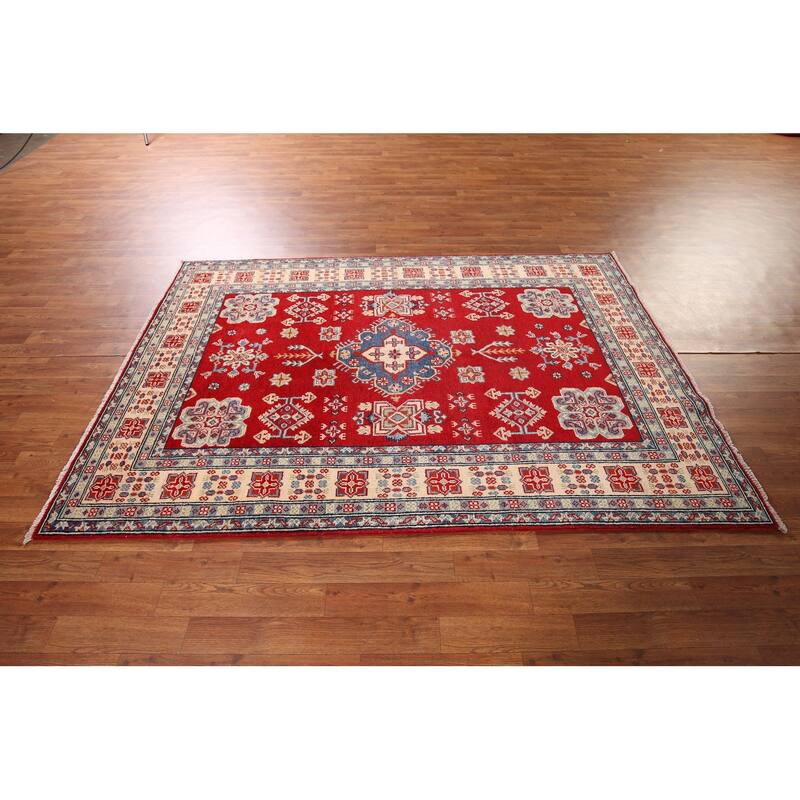 Traditional Red Kazak Oriental Area Rug Handmade Wool Carpet - 4'9" x 7'4"