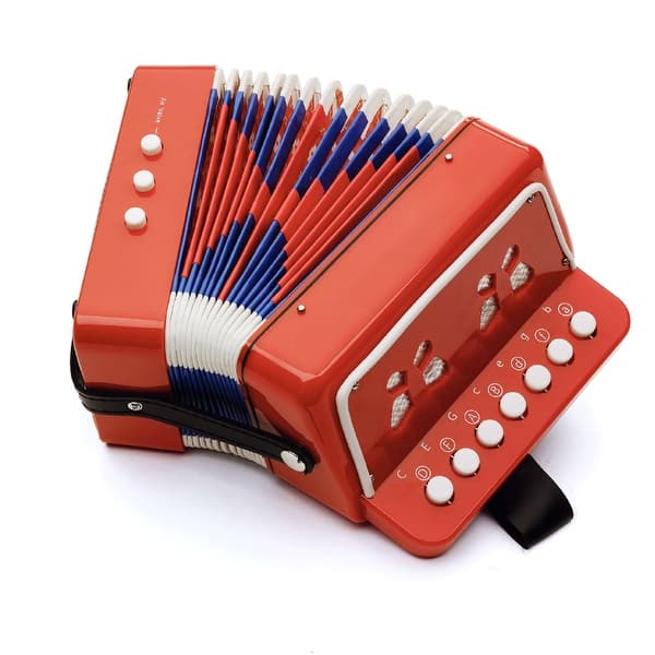slide 2 of 5, Hey Play Kids Accordion with 10 Key Buttons, Red Red
