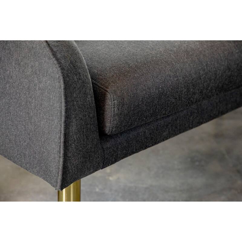 Mid Century Modern Design Dark Grey Upholstered Accent Bench