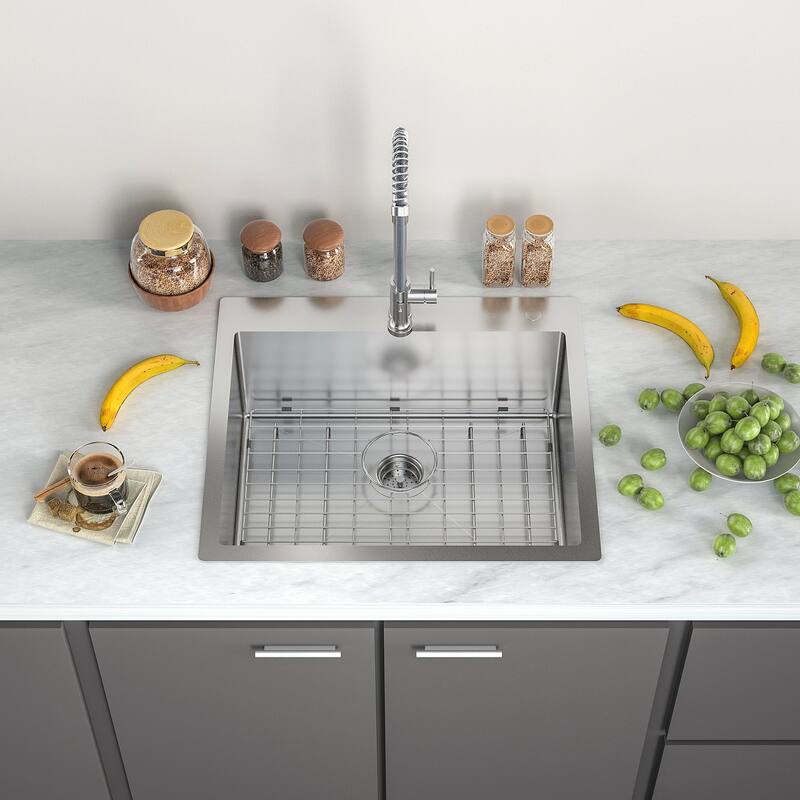 Drop-in Topmount 16 Gauge Single Bowl Stainless Steel Kitchen Sink